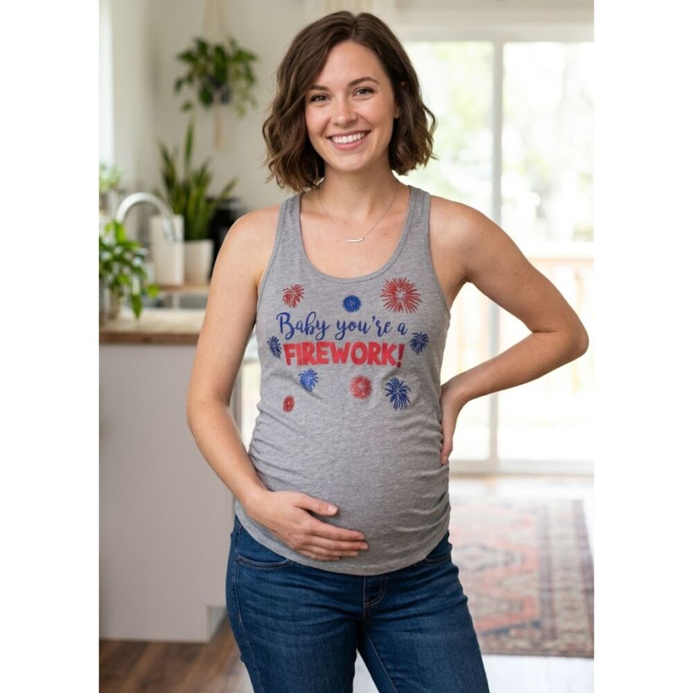 New Motherhood Maternity Baby You're a Firework America Tank Women's Size Small